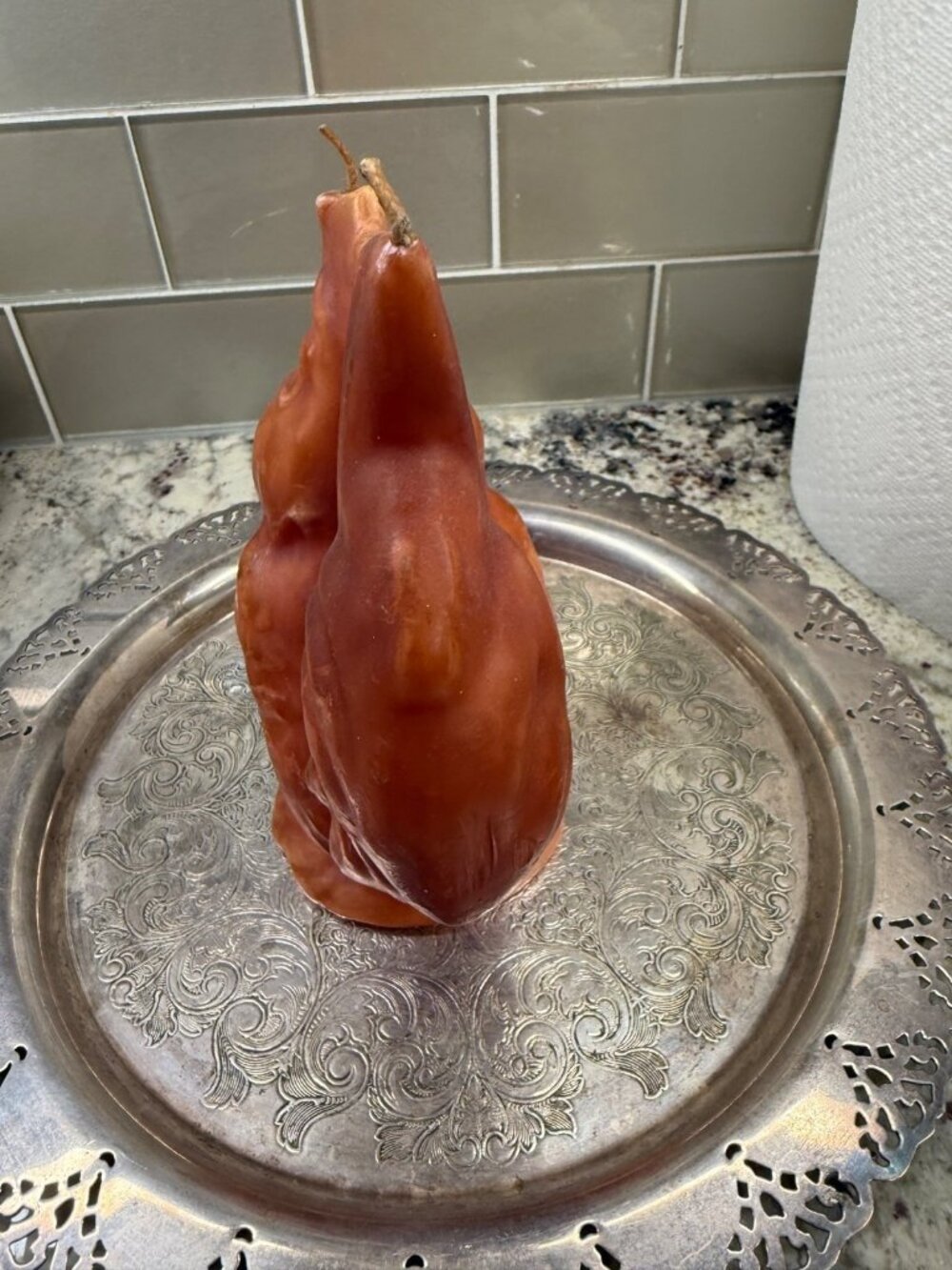 2 VTG Candelier Handcrafted Figural Wax Rooster Candle Rustic Farmhouse Cottage - Picture 11 of 16